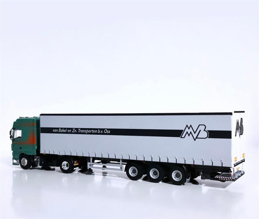 WSI DAF XF 95 SUPER SPACE CAB 4X2 CURTAINSIDE TRAILER - 3 AXLE VAN BAKEL 1/50 Truck Pre-built Model