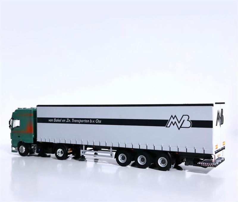 WSI DAF XF 95 SUPER SPACE CAB 4X2 CURTAINSIDE TRAILER - 3 AXLE VAN BAKEL 1/50 Truck Pre-built Model