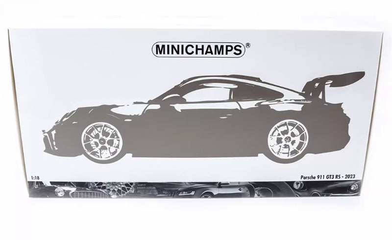 1:18 PORSCHE 911 (992) GT3 RS 2023 Silver Carbon Cover  MINICHAMPS  DIECAST Car Model