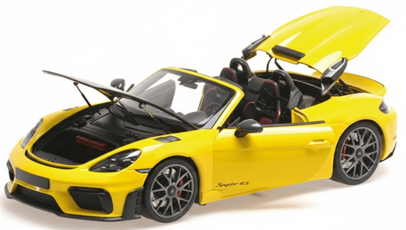 1:18 PORSCHE 718 SPYDER RS 2024 Yellow Carbon Cover  MINICHAMPS No Tail Wing Edition DIECAST Car Model