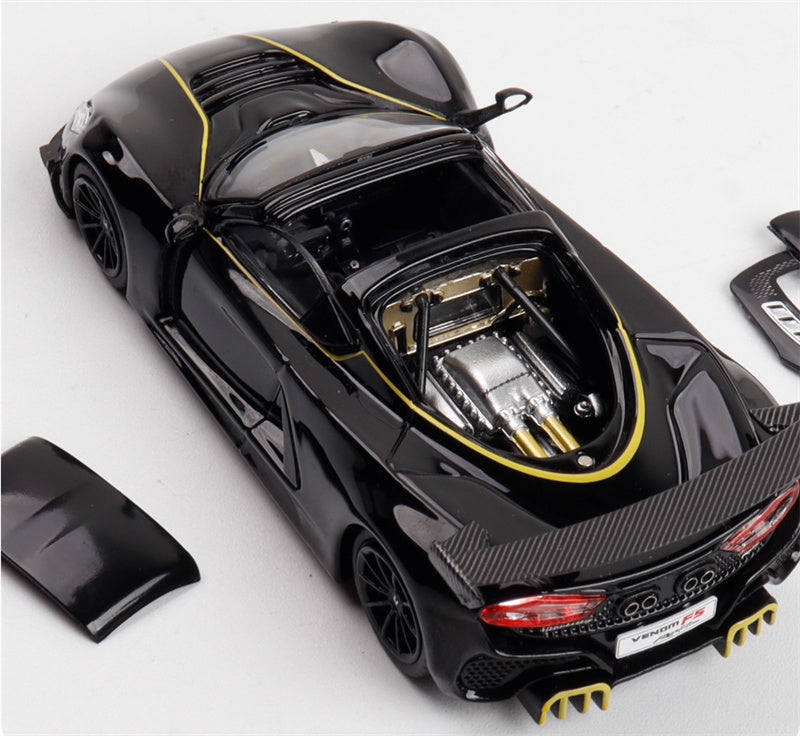 Rhino Model Hennessey Venom F5 Limited Edition 999PCS ONLY Black w/ Figure 23# 1:64 Car Pre-built Model view4