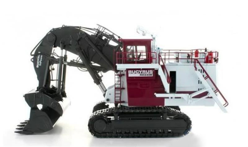 1:50  BUCYRUS RH340B Bymo Limited Collectors Edition Front shovel Black Red White Diecast Model