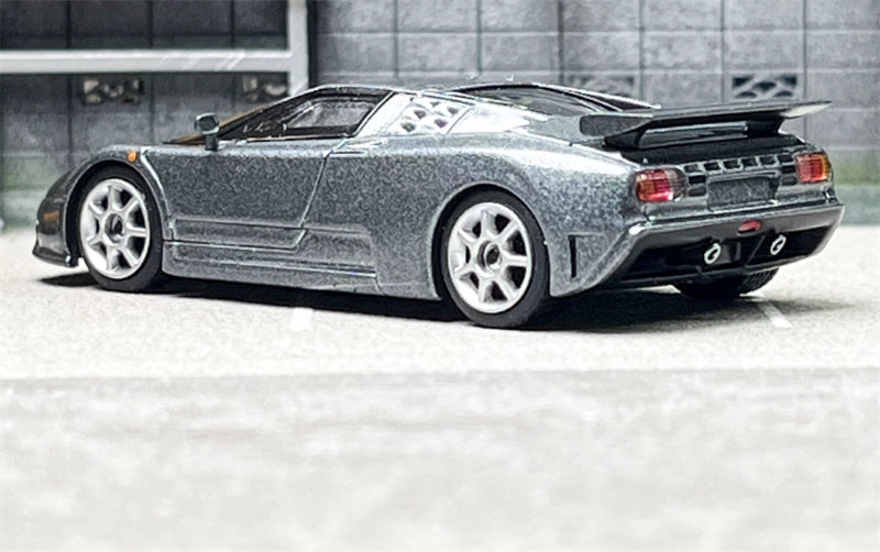 MINIGT Bugatti EB110 super Sport Grigio Scuro color box packaging 1:64 Car Pre-built Model view2