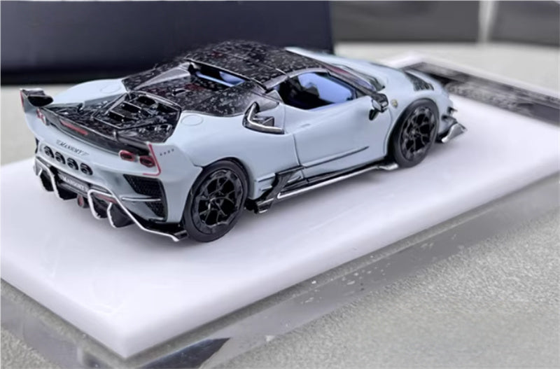 HKM Premium Mansory modified version Ferrari SF90 F9XX supercar grey convertible Limited Edition 1:64 Car Pre-built Airliner Model Display view4