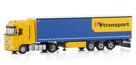 WSI DAF XG 4X2 CURTAINSIDE TRAILER - 3 AXLE PV Transport 1:50 Truck Pre-built Model