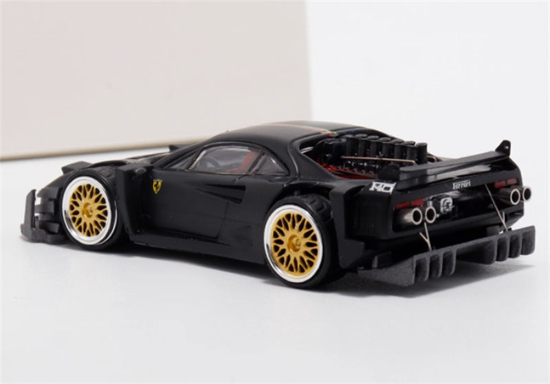 Autobots Models Ferrari F40 Yasid sports car Explosive redesign Black - Gold Wheel Italian Stripes 1:64 Car Pre-built Model view4