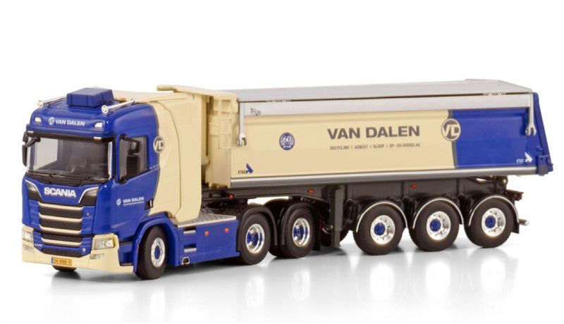 WSI SCANIA R NORMAL CR20N 6X4 TIPPER TRAILER - 3 AXLE Van Dalen Sloop en Asbest BV 1:50 Truck Pre-built Model
