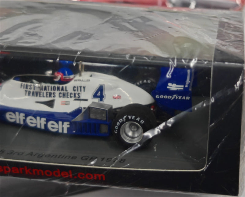 Spark Tyrrell 008 #4 3rd Argentine GP 1978 P.DEPAILLER BLUE WHITE 1:43 Car Pre-built Model view6