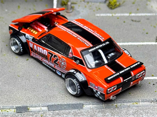KaidoHouse x MiniGT Nissan Skyline 2000GT-R (KPGC10) Kaido Racing V1 China Edition Orange black Stripes color box packaging 1:64 Car Pre-built Model view2