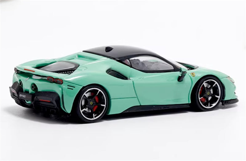 MJ Model Ferrari SF90 Prancing Horse supercar Green - Hardtop Limited Edition 1:64 Car Pre-built Airliner Model Display view4
