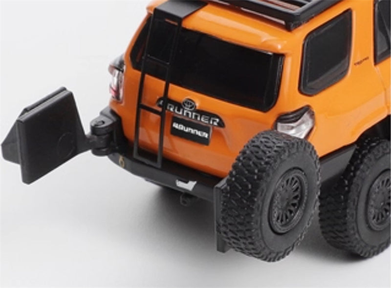 GCD Toyota 4Runner TRD PRO Overland SUV Modified Version Orange w/ 18 Parts LHD 1:64 Car Pre-built Model view4