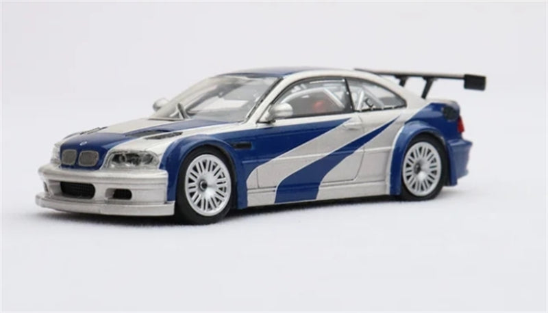 1:64 BMW M3 E46 GTR Silver with Blue Stripes Ghost Playe DIECAST Limited Edition 999pcs ONLY Model