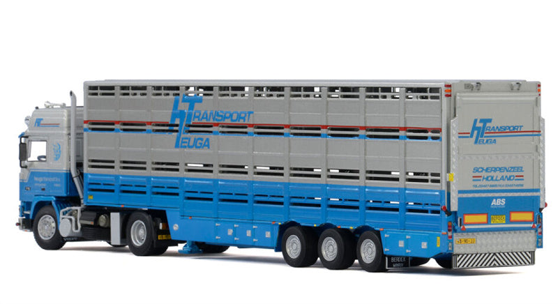 WSI VOLVO F16 GLOBETROTTER 4X2 LIVE STOCK TRAILER - 3 AXLE Heuga Transport 1:50 Truck Pre-built Model
