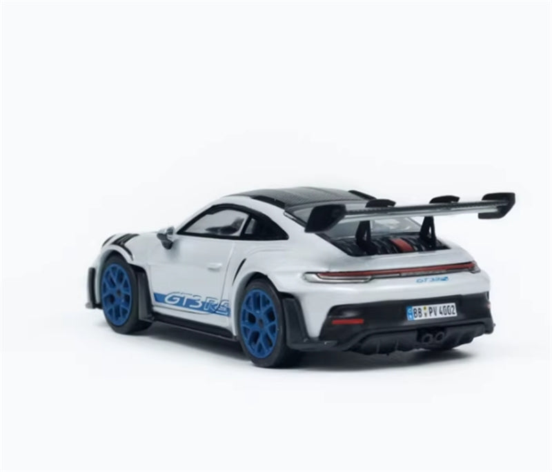 MINICHAMPS Porsche 911 GT3 RS 2024 Grey w/ Blue Wheels Limited Edition 1:64 Car Pre-built Model