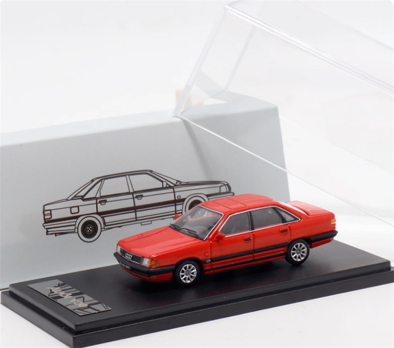 Rhino Model 1989 Audi 100 C3 Red 1:64 Car Pre-built Model view6