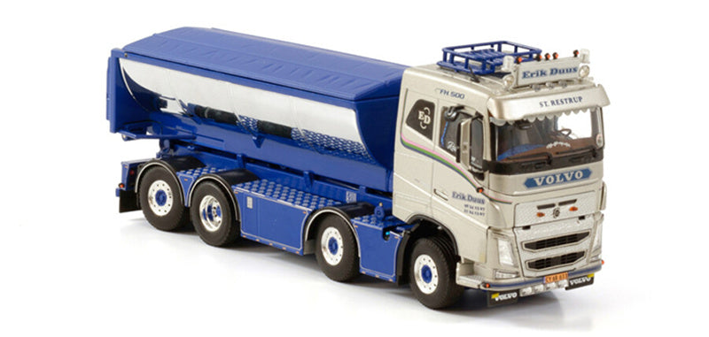 WSI VOLVO FH4 SLEEPER CAB 8X2 CABLE LIFT SYSTEM (RESIN) + HOOKLIFT CONTAINER ASPHALT ERIK DUUS 1:50 Truck Pre-built Model