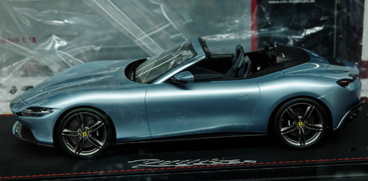BBR MODELS Ferrari Roma Spider convertible Ice blue 1:18 Car Pre-built Model view1