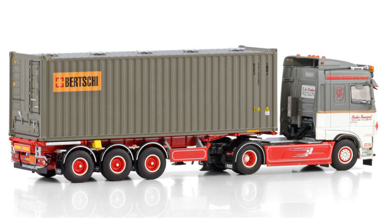 WSI DAF XF SPACE CAB MY2017 4X2 CONTAINER TRAILER - 3 AXLE + 30FT BULKCONTAINER De Kraker Bertschi 1:50 Truck Pre-built Model
