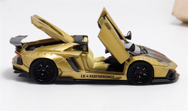 Rhino Model Lamborghini Aventador LP700-4 LBWK Convertible gold Limited Edition 499PCS ONLY 1:64 Car Pre-built Model view3