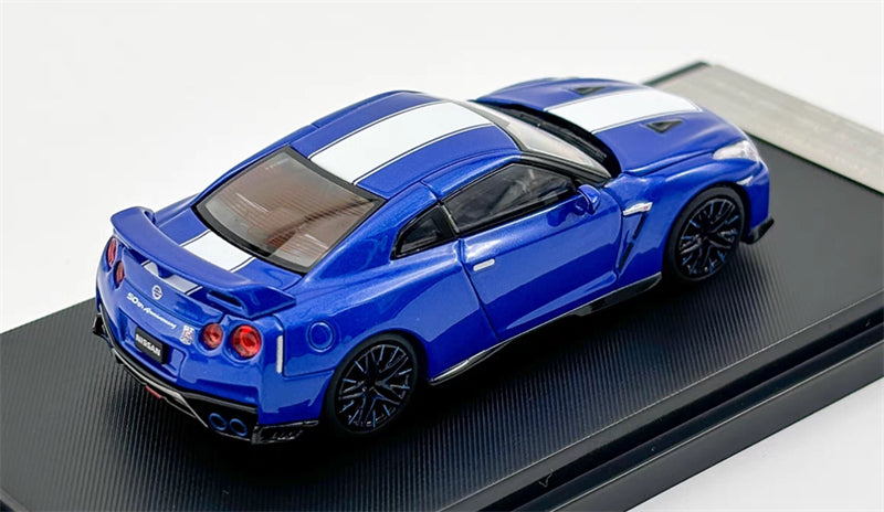 MOTORHELIX Nissan GT-R R35 50th Anniversary Edition Blue Limited Edition 999PCS ONLY 1:64 Car Pre-built Model view6
