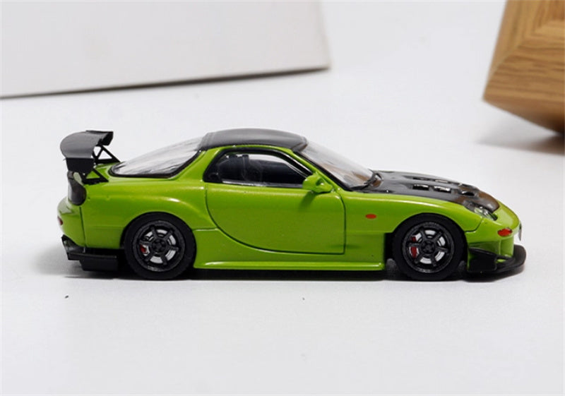 mymodelcollect Mazda RX-7 FD3S Green carbon Hood 1:64 Car Pre-built Model view3