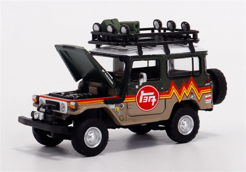 Rhino Model Toyota FJ40 Land Cruiser J40/LC40 Brown green dual splicing 1:64 Truck Pre-built Model view1
