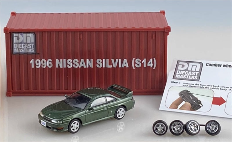 CATERPILLAR NISSAN SILVIA S14 green Right hand drive 1:64 Car Pre-built Model