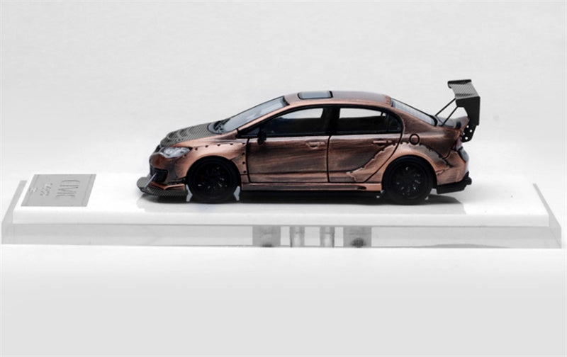 TimeMicro Honda Civic FD2 explosive redesign Bronze regular version Limited Edition 999PCS ONLY 1:64 Car Pre-built Model view2