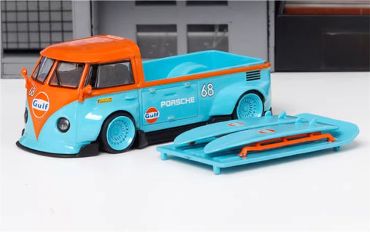 LMLF MODEL Volkswagen T1 Kombi wide body pickup truck with lid Gulf 1:64 Truck Pre-built Model view1