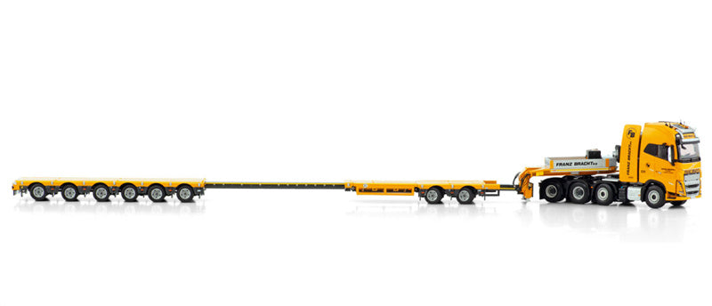 WSI  VOLVO FH5 GLOBETROTTER XL 8X4 SL LOW LOADER WITH 2 AXLE DOLLY - 6 AXLE Franz Bracht KG 1:50 Truck Pre-built Model