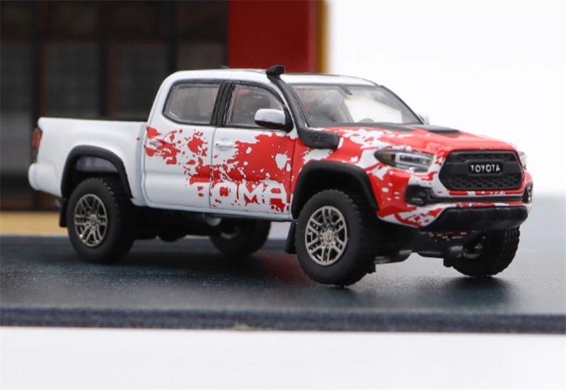 GCD TOYOTA Tacoma Pickup Red White LHD 1:64 Truck Pre-built Model view4
