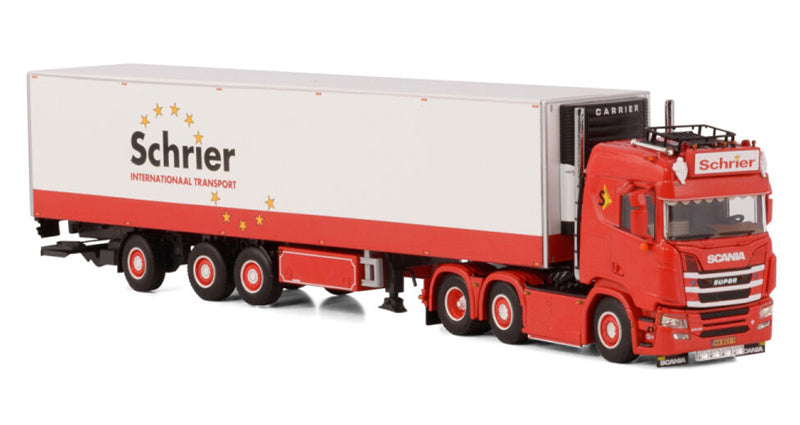 WSI  SCANIA R NORMAL CR20N 6X2 TWIN STEER REEFER TRAILER - 3 AXLE Schrier Internationaal Transport 1:50 Truck Pre-built Model