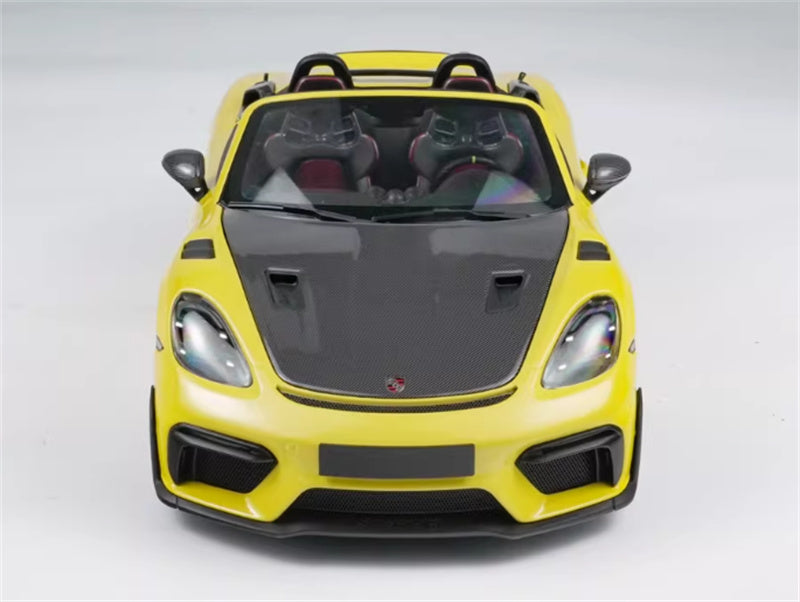 1:18 PORSCHE 718 SPYDER RS 2024 Yellow Carbon Cover  MINICHAMPS No Tail Wing Edition DIECAST Car Model