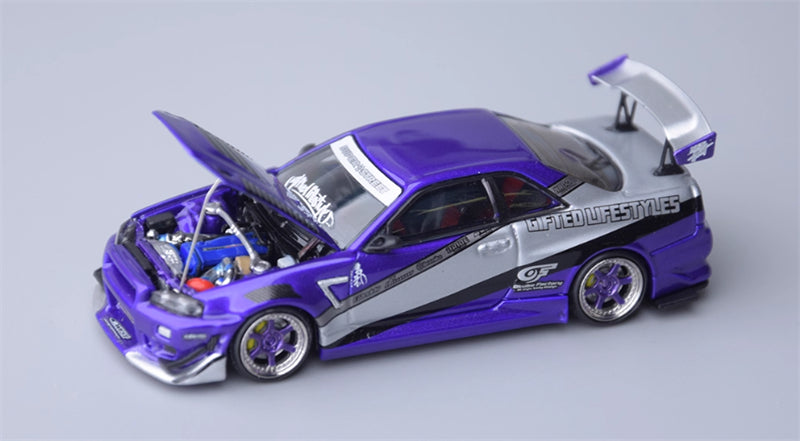 Focal Horizon Nissan Skyline GT-R R34 Violet Storm Livery Limited Edition 999PCS ONLY 1:64 Car Pre-built Model view7