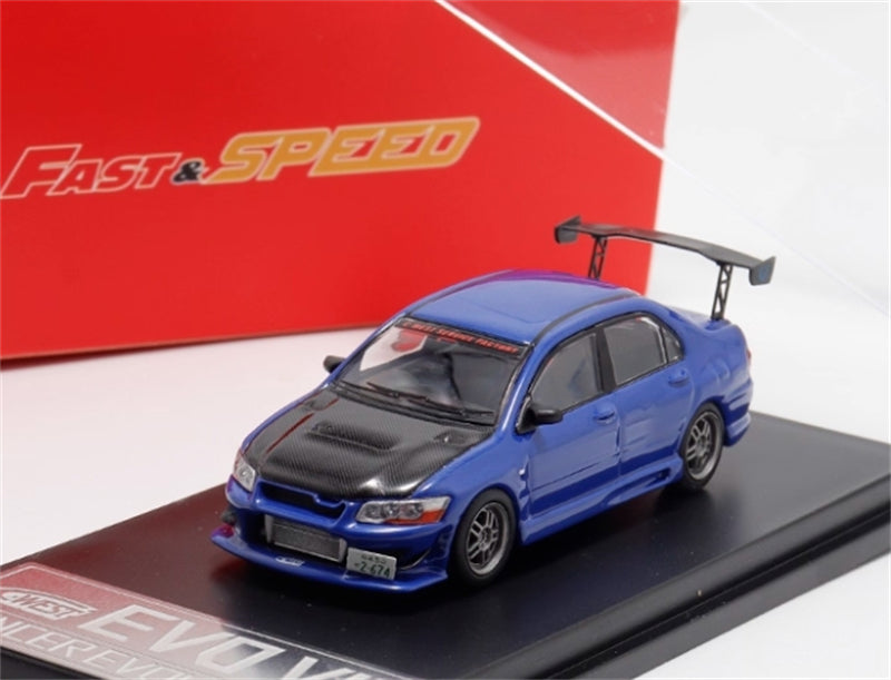 FAST & SPEED Mitsubishi Lancer Evolution VII MK7 Blue Limited Edition 999PCS ONLY 1:64 car Pre-built Model view6