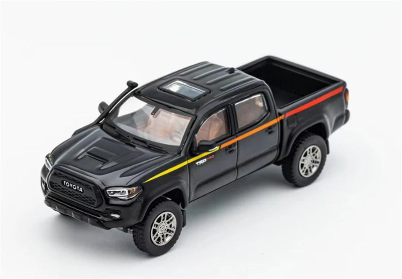 GCD TOYOTA Tacoma TRD PRO Pickup Black with Stripes LHD 1:64 Truck Pre-built Model view1