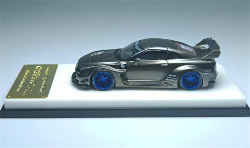 mymodelcollect Nissan 35GT-RR LBWK Limited Edition Electroplated Brushed Gray 1:64 Car Pre-built Model view3