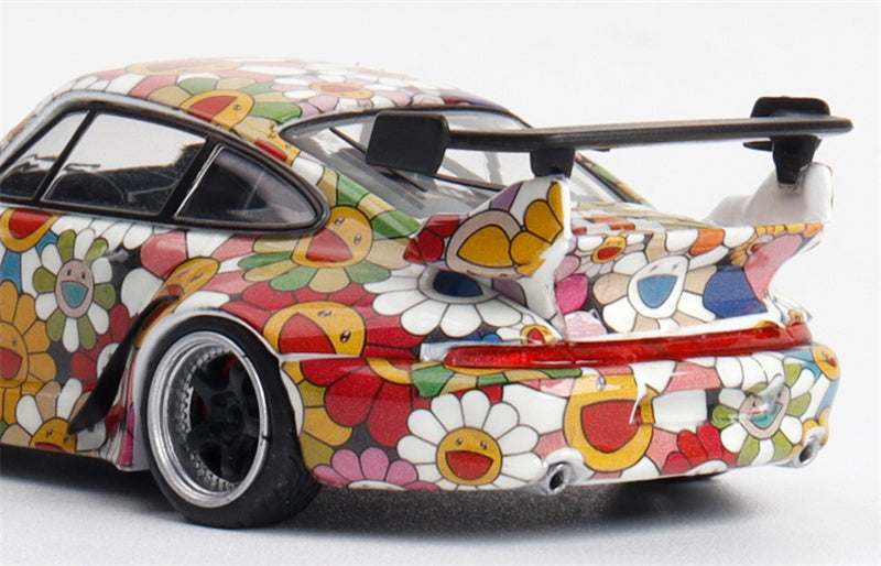 FLAME Porsche RWB 993 Sunflower Night Light Edition Limited Edition 499PCS ONLY RAUH - Welt 1:64 Car Pre-built Model view6