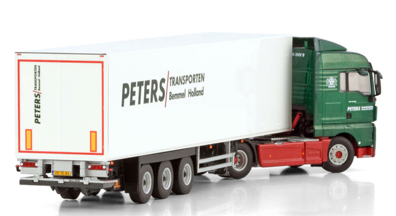 WSI MAN TGX XLX EURO 6 FACELIFT 4X2 BOX TRAILER - 3 AXLE Peters Transporten 1:50 Truck Pre-built Model