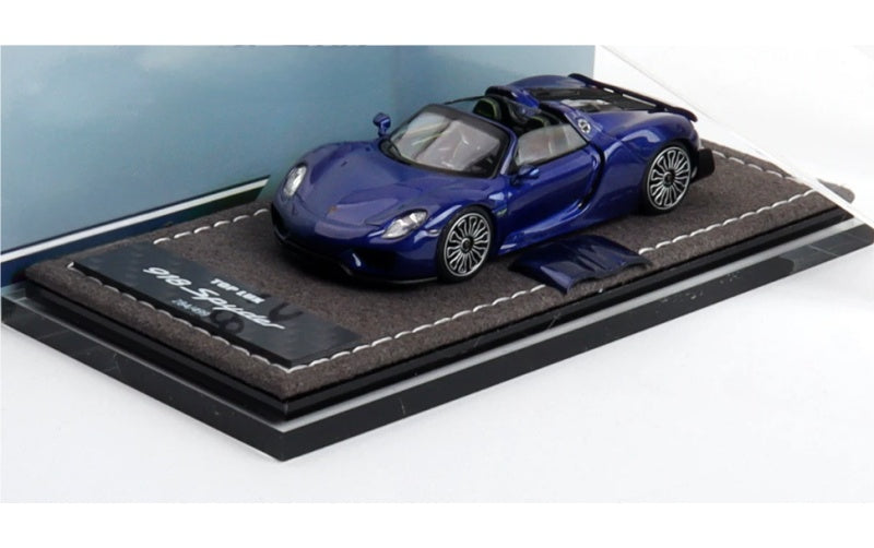 1:64 Porsche 918 Spyder Dark Blue TOP LUX Convertible DIECAST Car Model