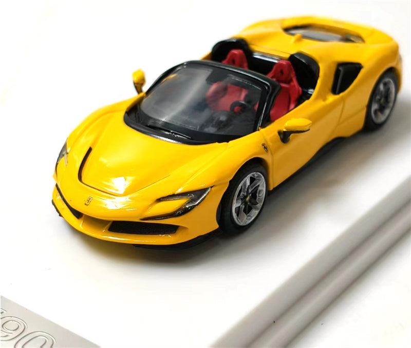 Solo Model Ferrari SF90 supercar Yellow convertible 1:64 Car Pre-built Airliner Model Display view1
