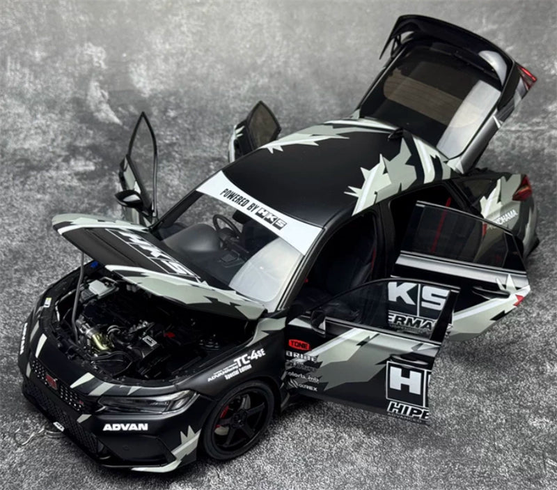 1:18 Honda Civic Type R FL5  Matte Black HKS MOTORHELIX Limited Edition 499PCS ONLY DIECAST Model
