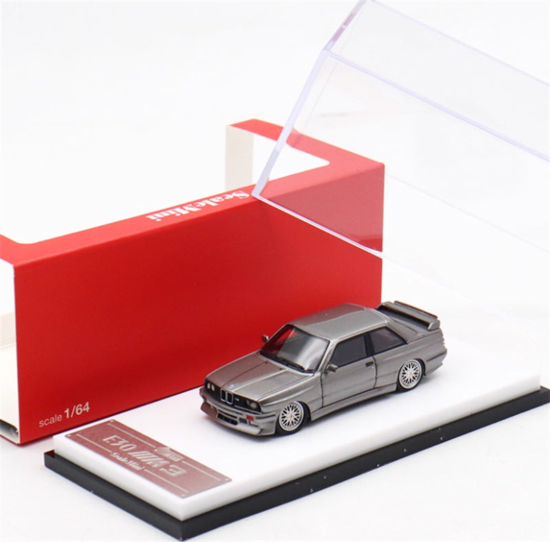 ScaleMini BMW M3 first generation E30 low slung sports car grey Limited Edition 499PCS ONLY 1:64 Car Pre-built Model view5