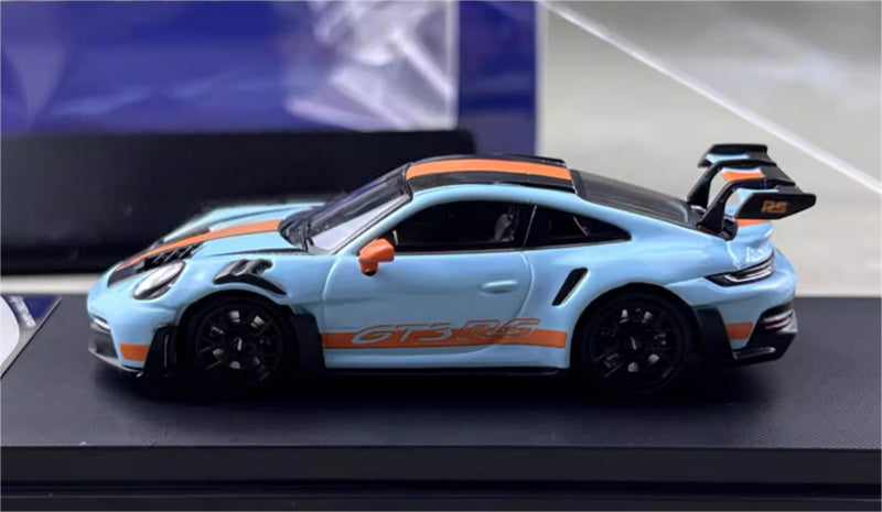 SW Porsche 992 GT3 RS Gulf Black Wheel Carbon Cover Limited Edition 599PCS ONLY 1:64 car Pre-built Model view2