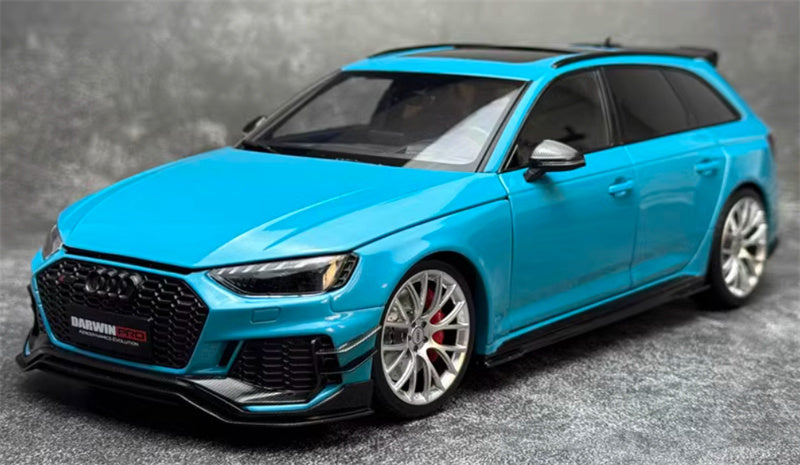 Kiloworks AUDI RS4 Avant Darwin Pro Flowing Blue 1:18 Car Pre-built Model