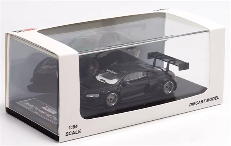 LeManFang Audi R8 LMS ULTRA high tail modified racing Black 1:64 Car Pre-built Model view9