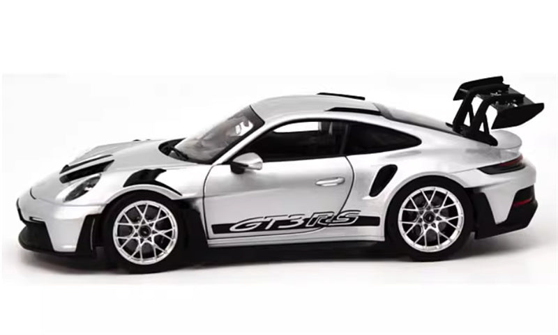 NOREV 2022 Porsche 911 GT3 RS GT Coupe Silver Silver top cover 1:18 Car Pre-built Model view4