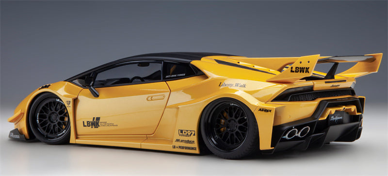 AUTOART Lamborghini HURACAN GT supercar yellow LBWK AirREX Liberty Walk AK-produce LB PERFORMANCE 1:18 Car Pre-built Model view5