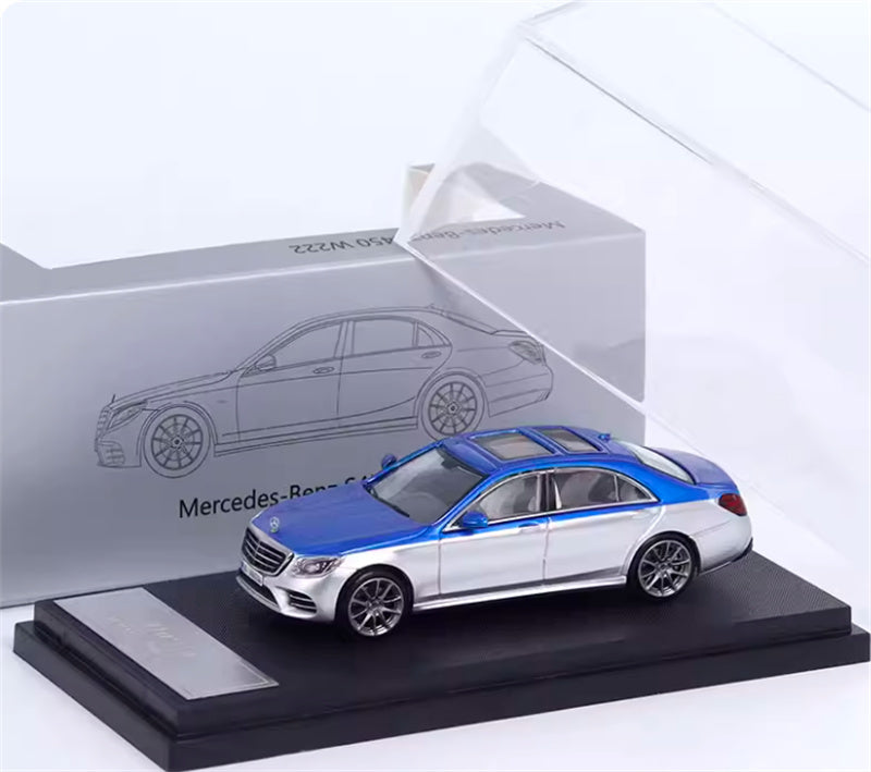 Master Mercedes Benz S-Class S450 W222 Blue silver dual color 1:64 Car Pre-built Airliner Model Display view6