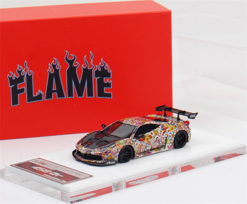 Flame Ferrari 458 GT LBWK wide body modified car Limited Edition 299PCS ONLY Sunflower coating noctilucent 1:64 Car Pre-built Model view8